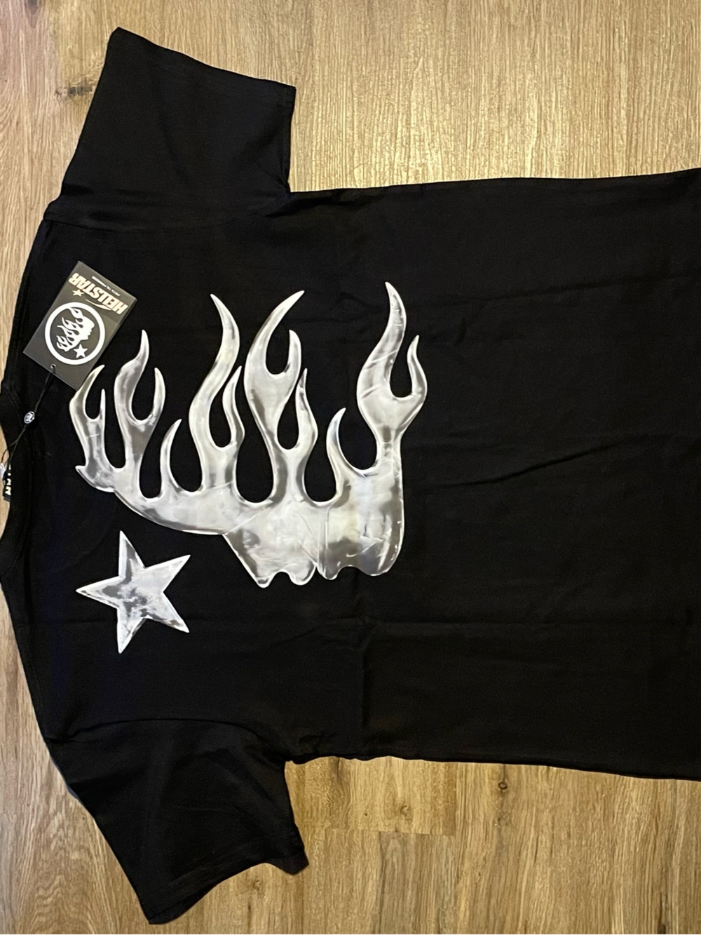 Black Short-Sleeve Graphic Flame & Star Tee